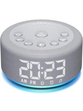 White Noise Sound Machine Alarm Clock Night Light 12 Color Sleep Aid 30 Sounds